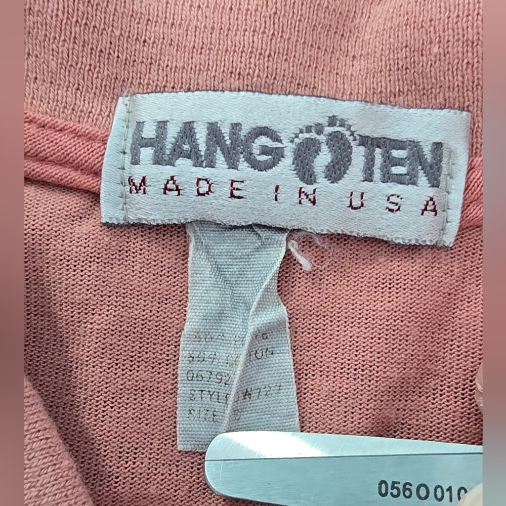 Hang Ten 👣 Pink And White Striped Collared Short Sleeve - Picture 4 of 5